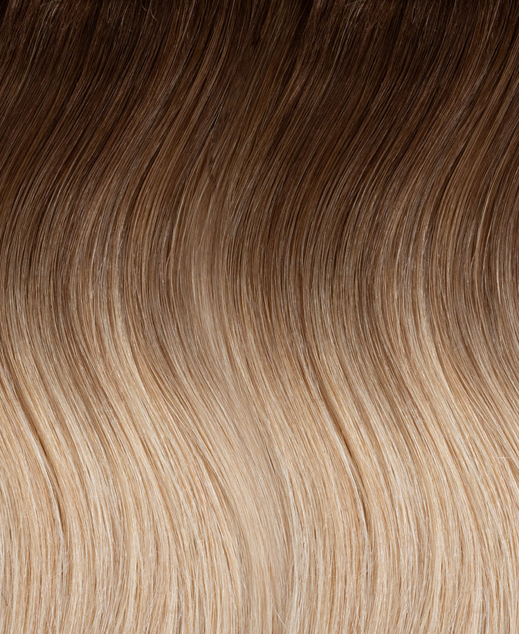 clip-in hair extensions #6r12 dirty blonde rootmelt.