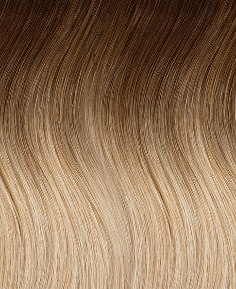 clip-in hair extensions #6r12 dirty blonde rootmelt.