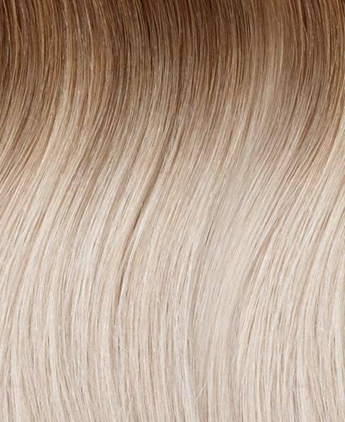 clip-in hair extensions #6r80 - shadow root white blonde.