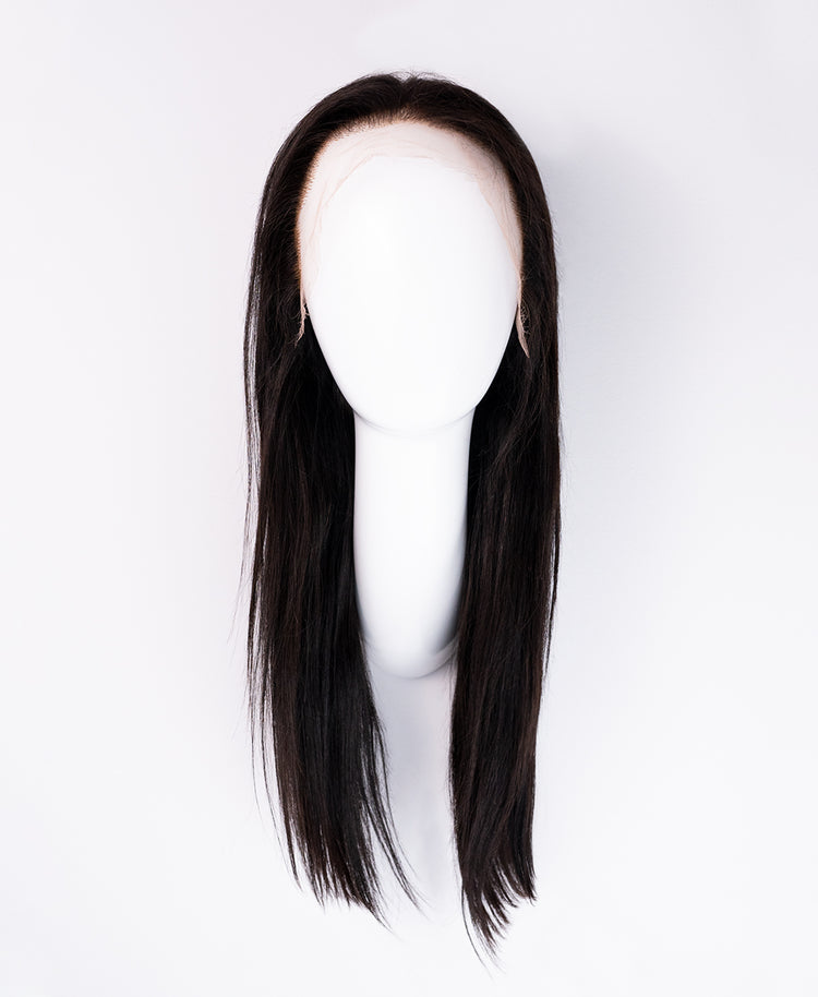 front lace layered human wig - 16" natural black.