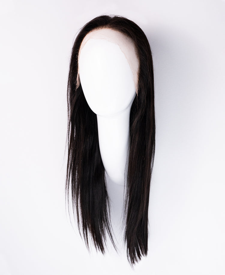 front lace layered human wig - 16" natural black.