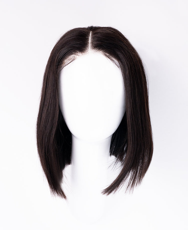 put on & go pre-cut lace bob human wig - 10" natural black.