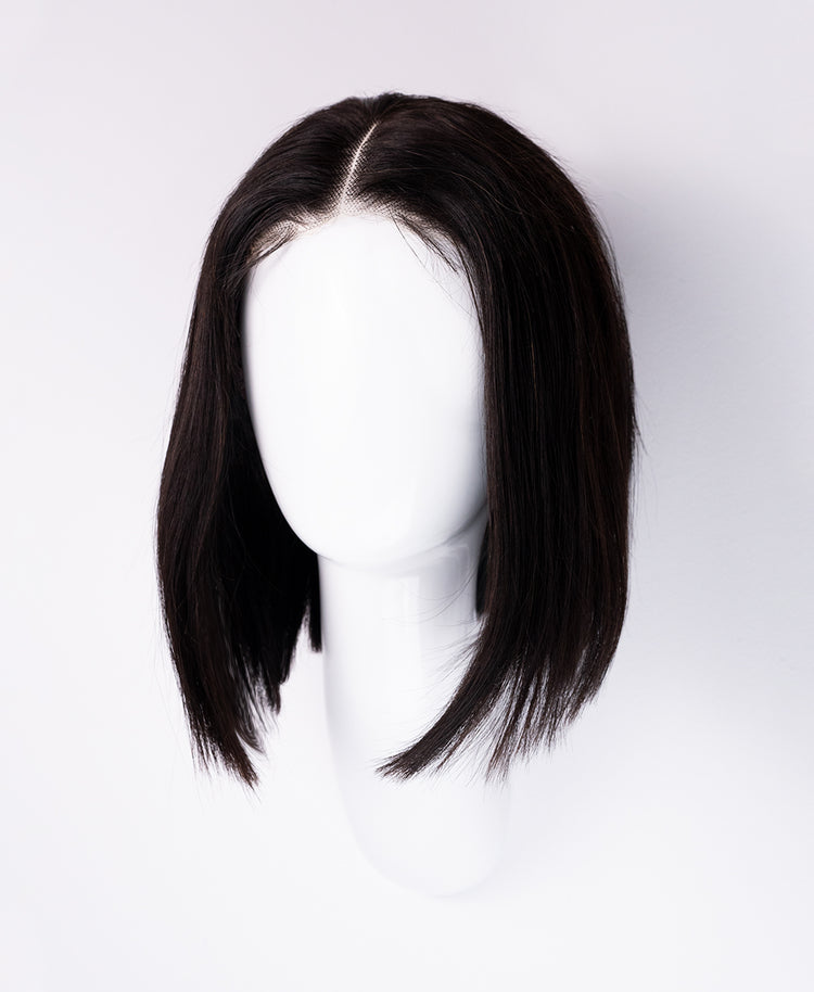 put on & go pre-cut lace bob human wig - 10" natural black.