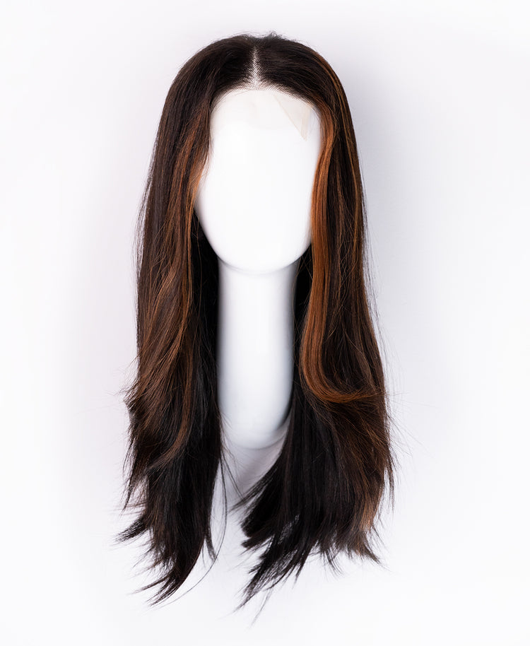 lace human wig - 18" mocha balayage.