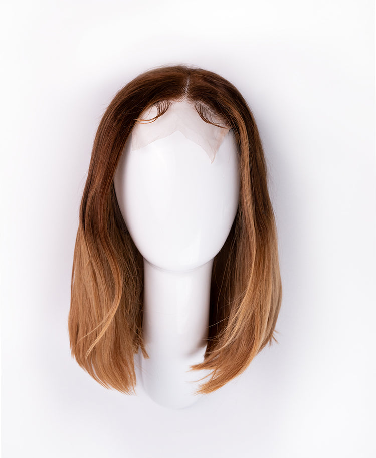 long bob human wig - 10" rooted blonde.