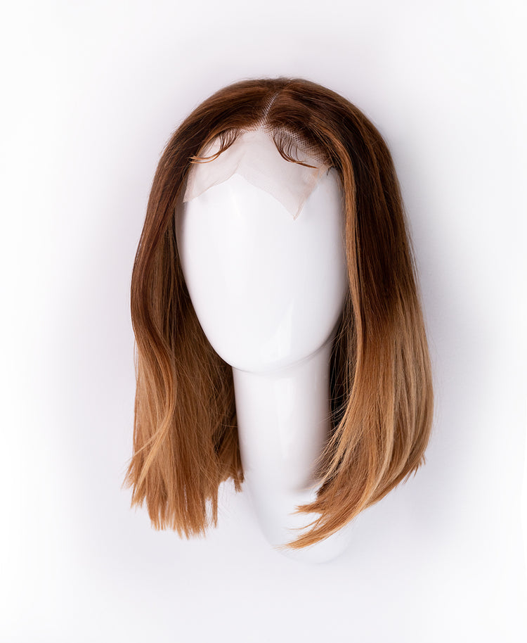 long bob human wig - 10" rooted blonde.