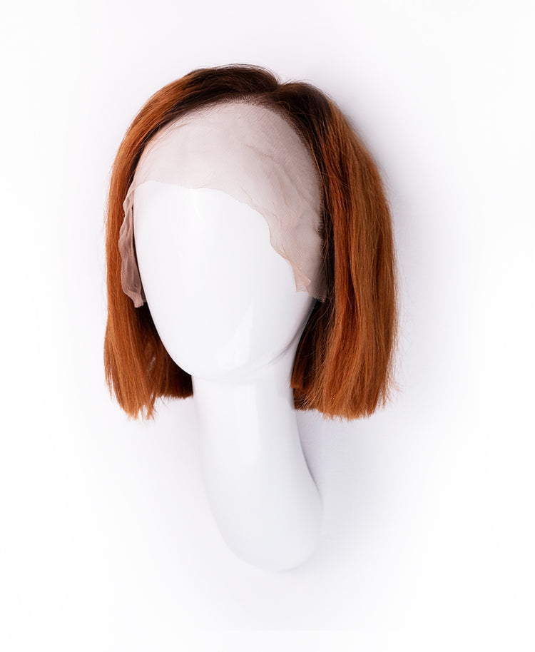 front lace bob human wig - 8" rooted ginger.