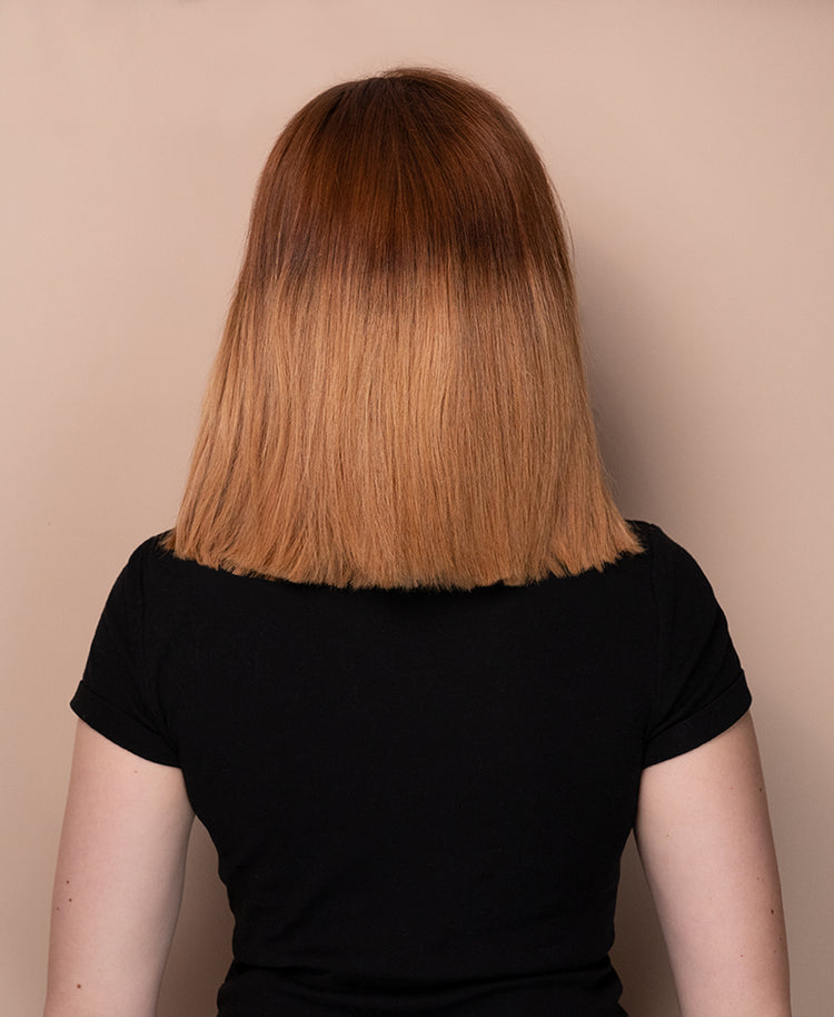 long bob human wig - 10" rooted blonde.