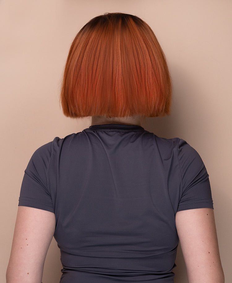 front lace bob human wig - 8" rooted ginger.