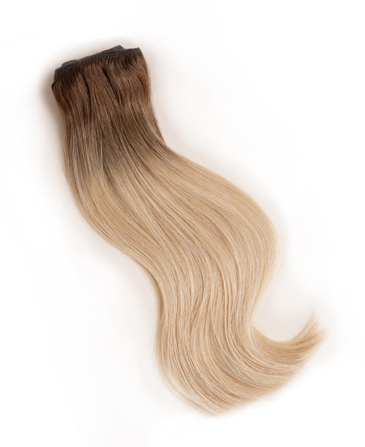 clip-in hair extensions #6r12 dirty blonde rootmelt.