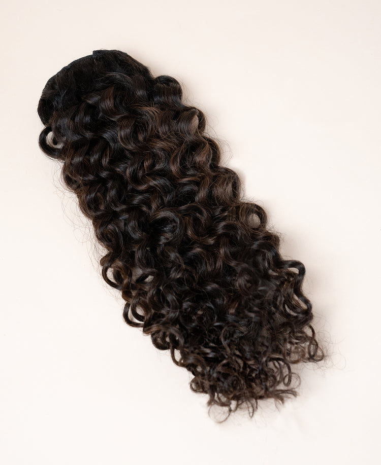 curly (3A curls) clip-in hair extensions #1c-4 mocha balayage.