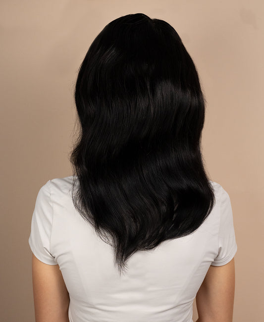 full lace human wig - 12" natural black.