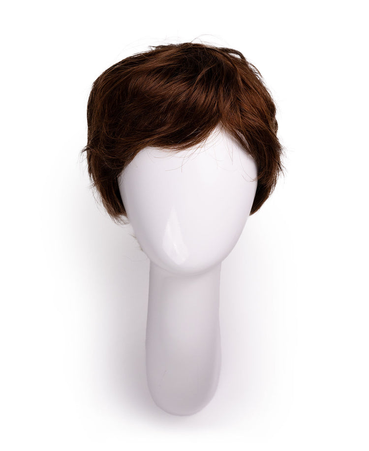 pixie cut human wig - 6" medium brown.