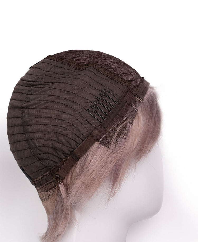 wedge cut human wig - 8" silver.