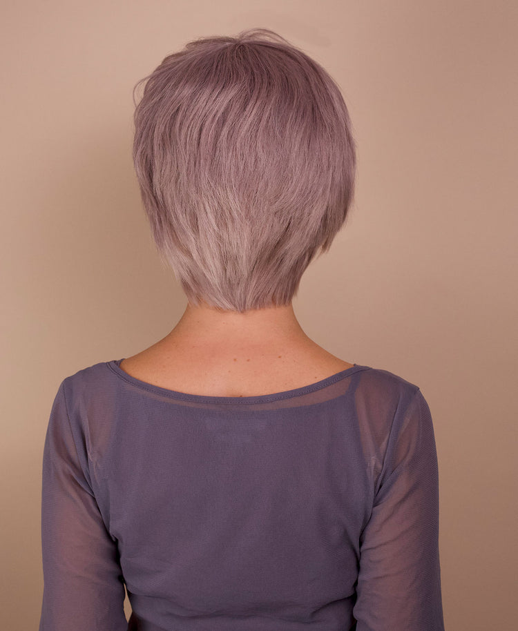 wedge cut human wig - 8" silver.