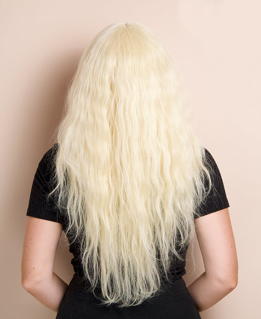 vegan fiber heatless wave wig - 24" light blonde.