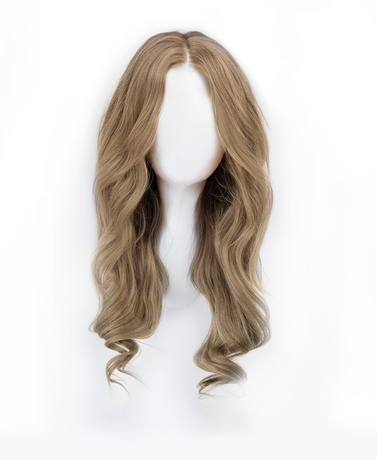 lace front human wig - 18" ash blonde.