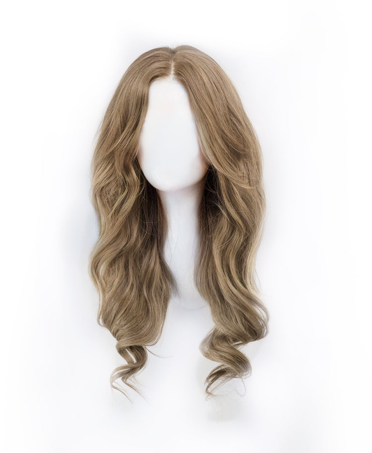 lace front human wig - 18" ash blonde.