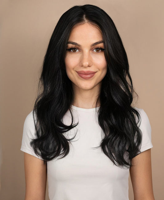 full lace human wig - 20" natural black.