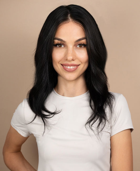 full lace human wig - 12" natural black.