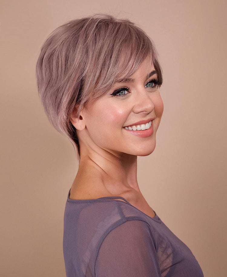 wedge cut human wig - 8" silver.