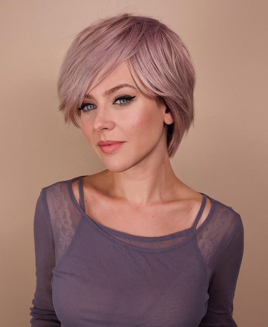 wedge cut human wig - 8" silver.