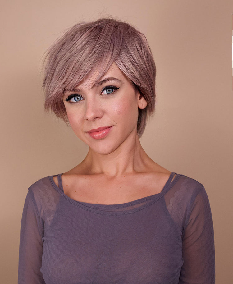 wedge cut human wig - 8" silver.