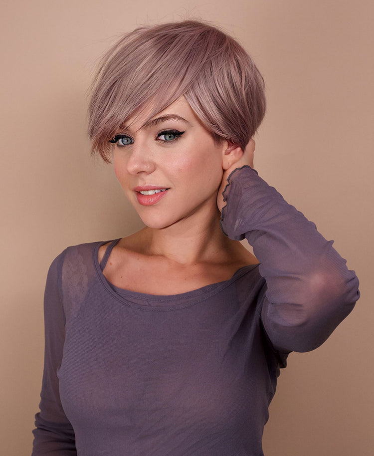 wedge cut human wig - 8" silver.