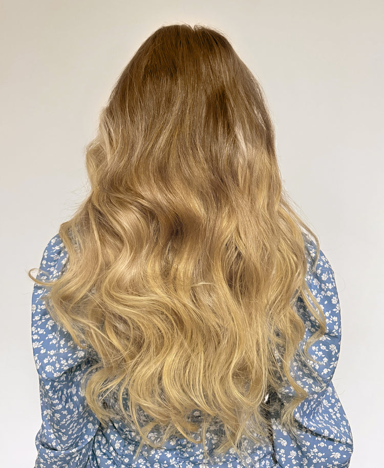 tape-in hair extensions #7r14 teddy blonde.