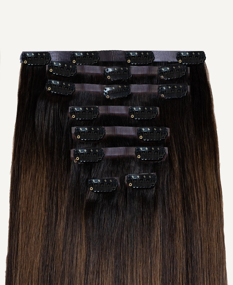 invisible clip-in hair extensions #1c-4 mocha balayage.