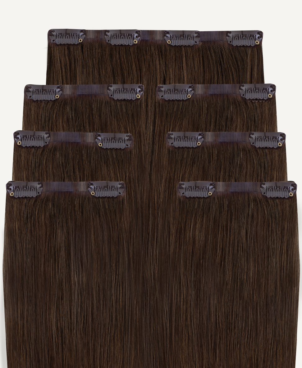 medium brown clip in hair extensions