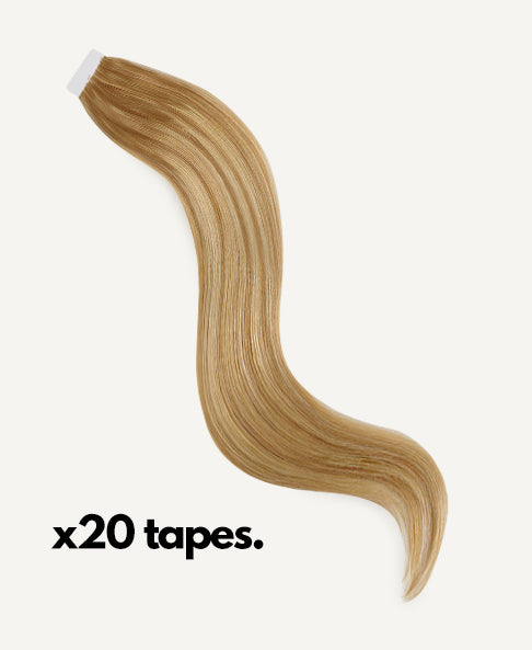 tape-in hair extensions #16-28 blonde balayage.